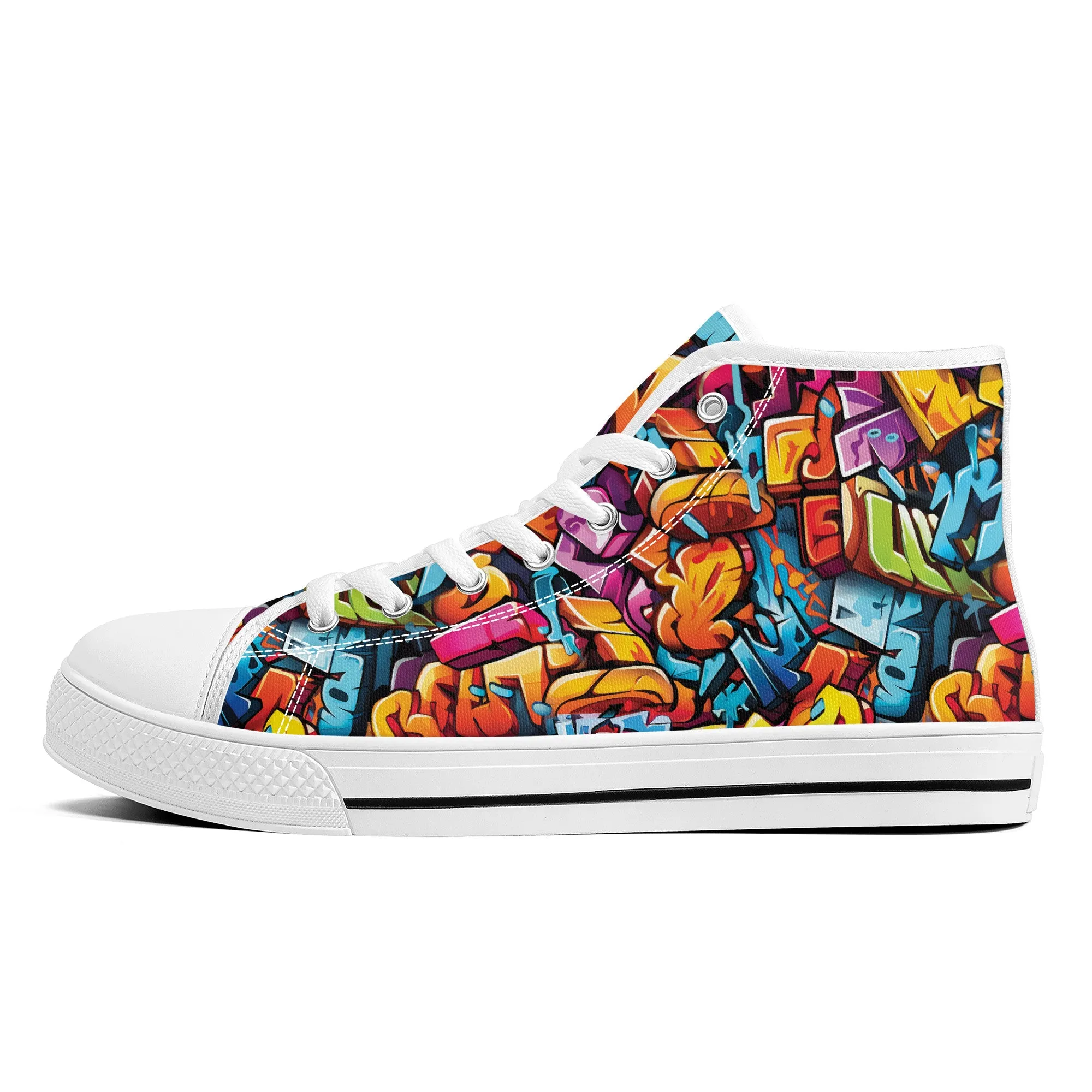 3D Street Art Word Graffiti Design Converse Style High Tops