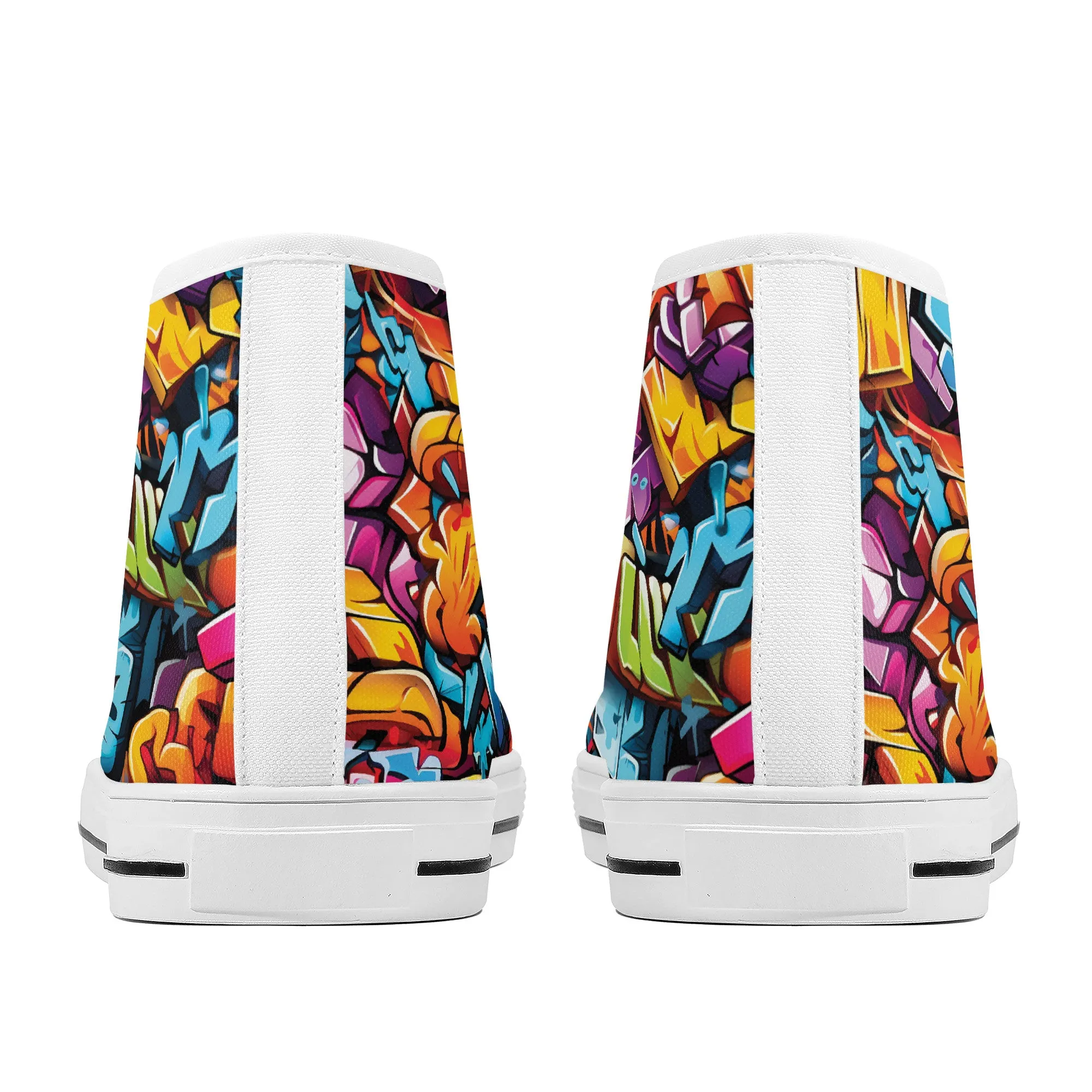 3D Street Art Word Graffiti Design Converse Style High Tops