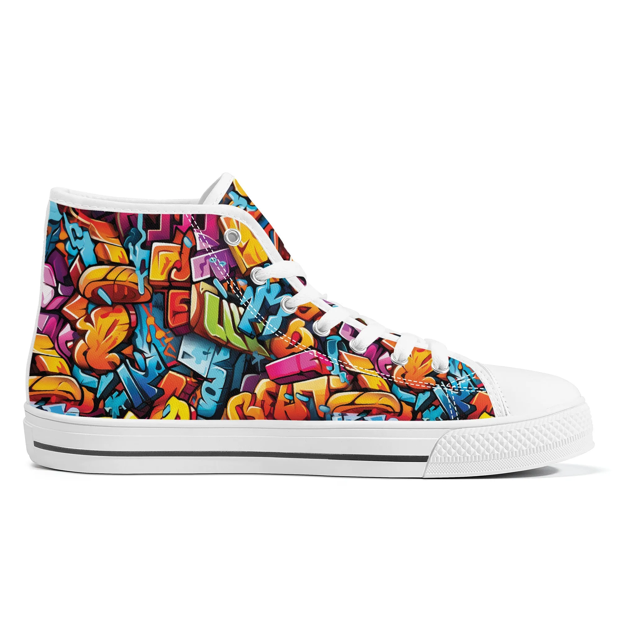 3D Street Art Word Graffiti Design Converse Style High Tops