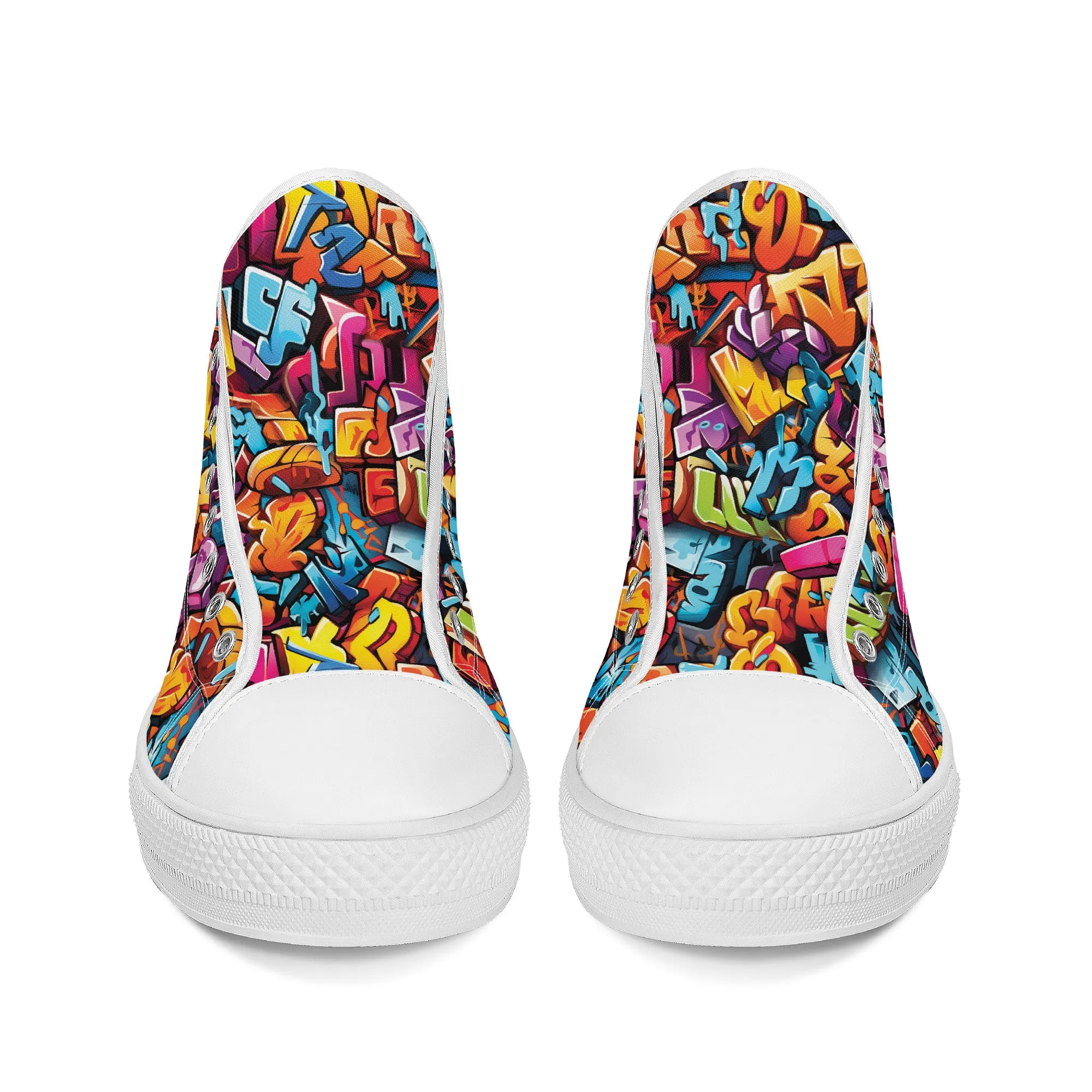 3D Street Art Word Graffiti Design Converse Style High Tops