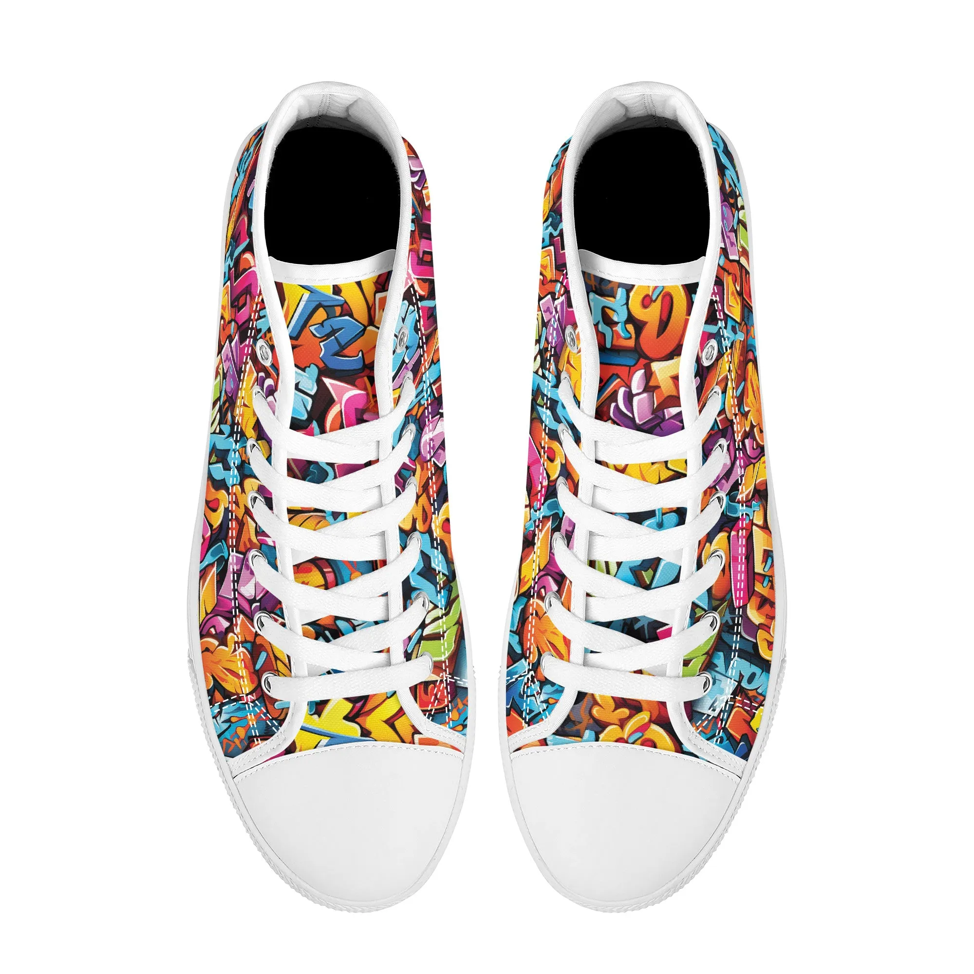 3D Street Art Word Graffiti Design Converse Style High Tops