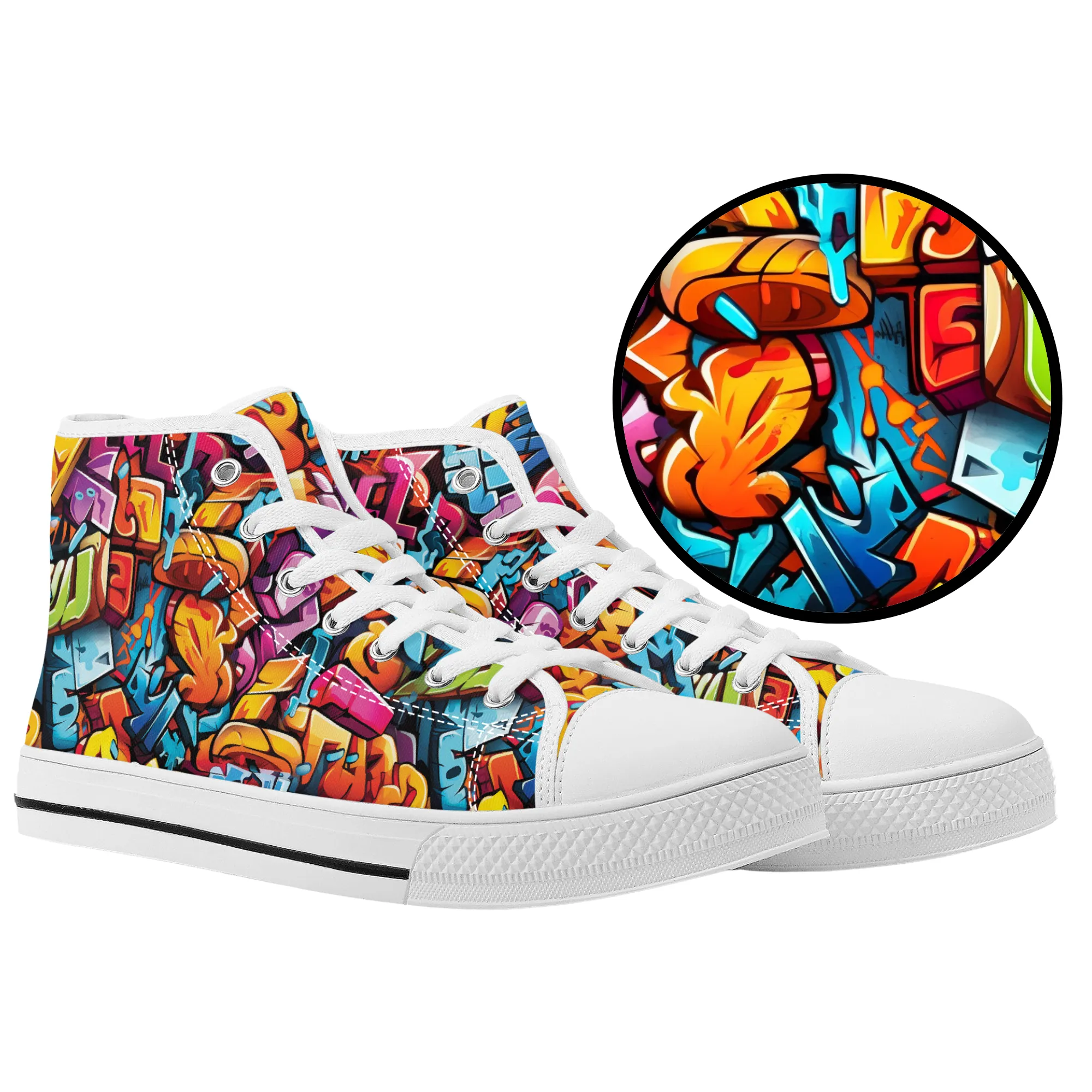 3D Street Art Word Graffiti Design Converse Style High Tops