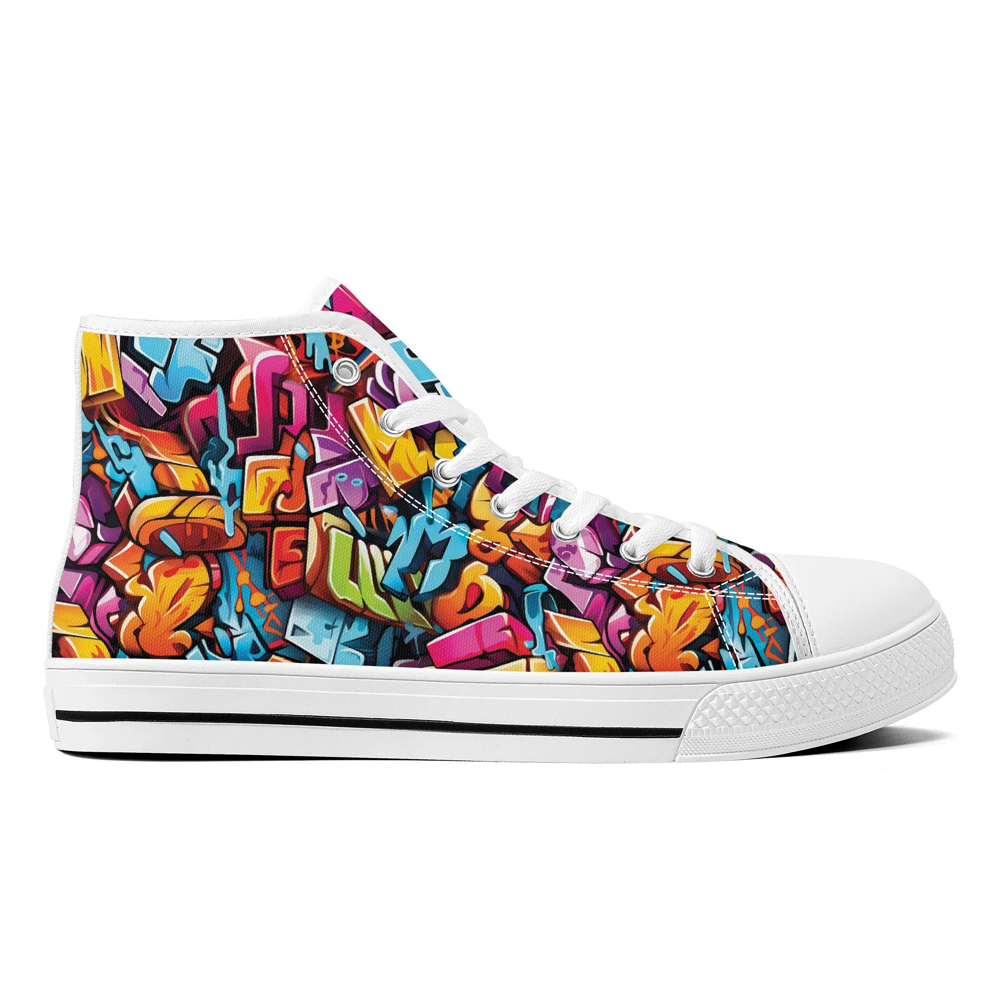 3D Street Art Word Graffiti Design Converse Style High Tops
