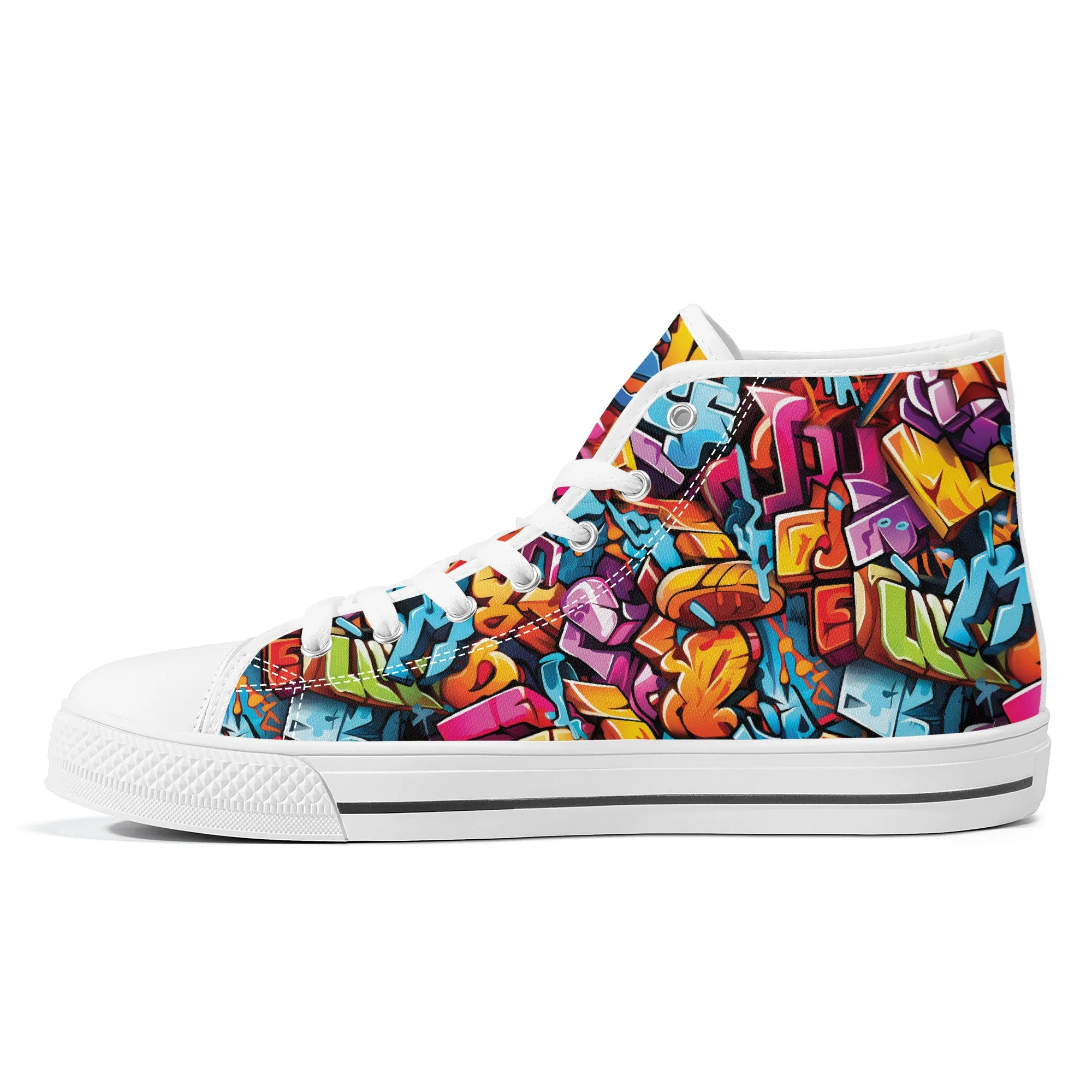 3D Street Art Word Graffiti Design Converse Style High Tops