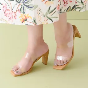 Beige Clear Heels