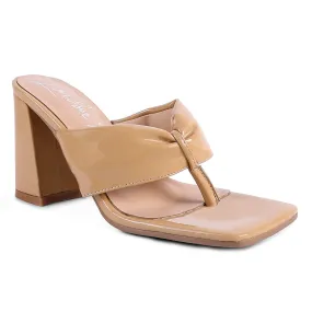 Beige High Heeled Thong Sandals