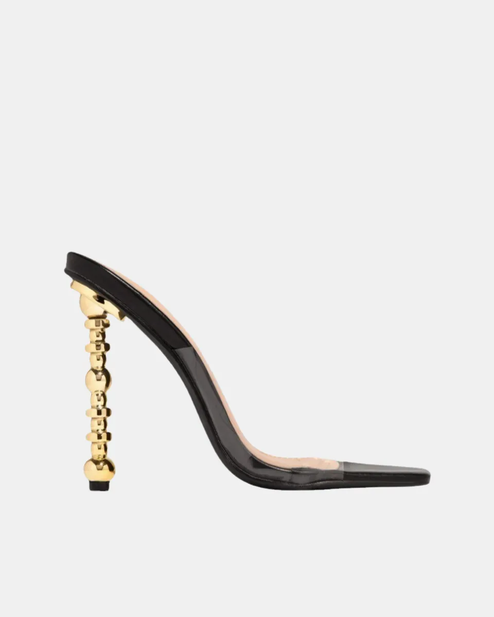 Belladonna – Transparent design – Pearl-accented mule heels