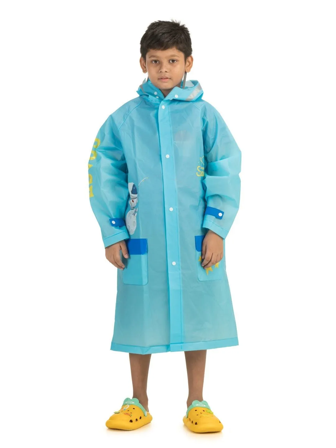 Boys' Blue Space Explorer Raincoat with Astronaut Graphic