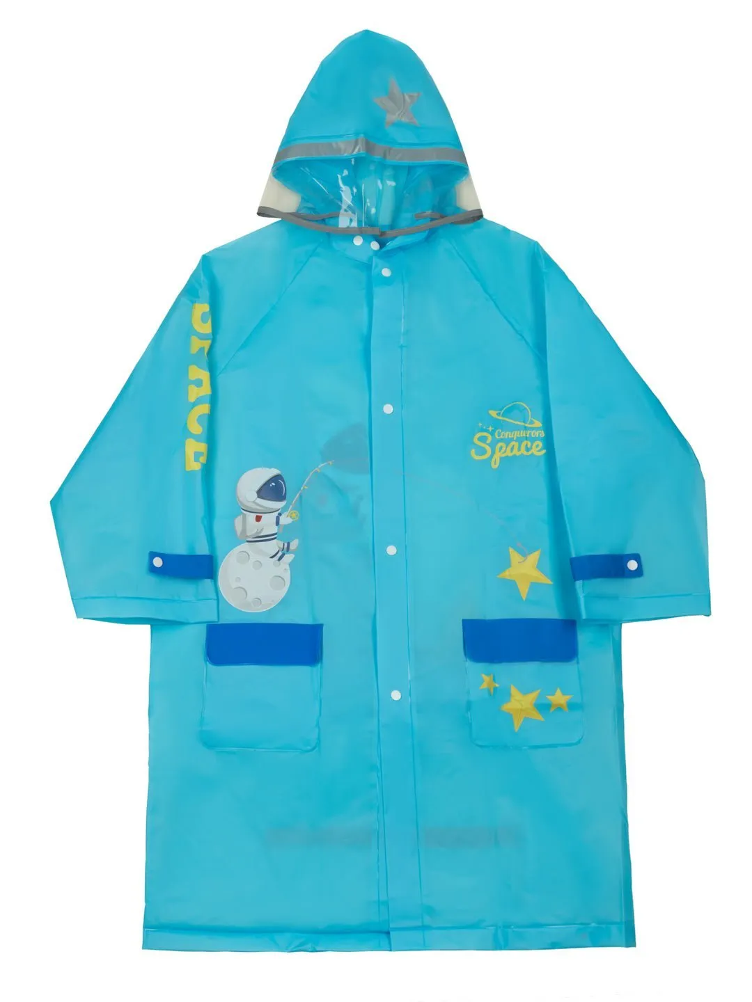 Boys' Blue Space Explorer Raincoat with Astronaut Graphic