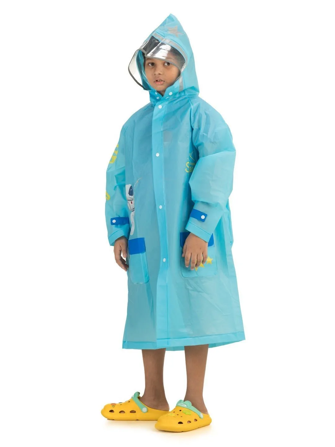 Boys' Blue Space Explorer Raincoat with Astronaut Graphic