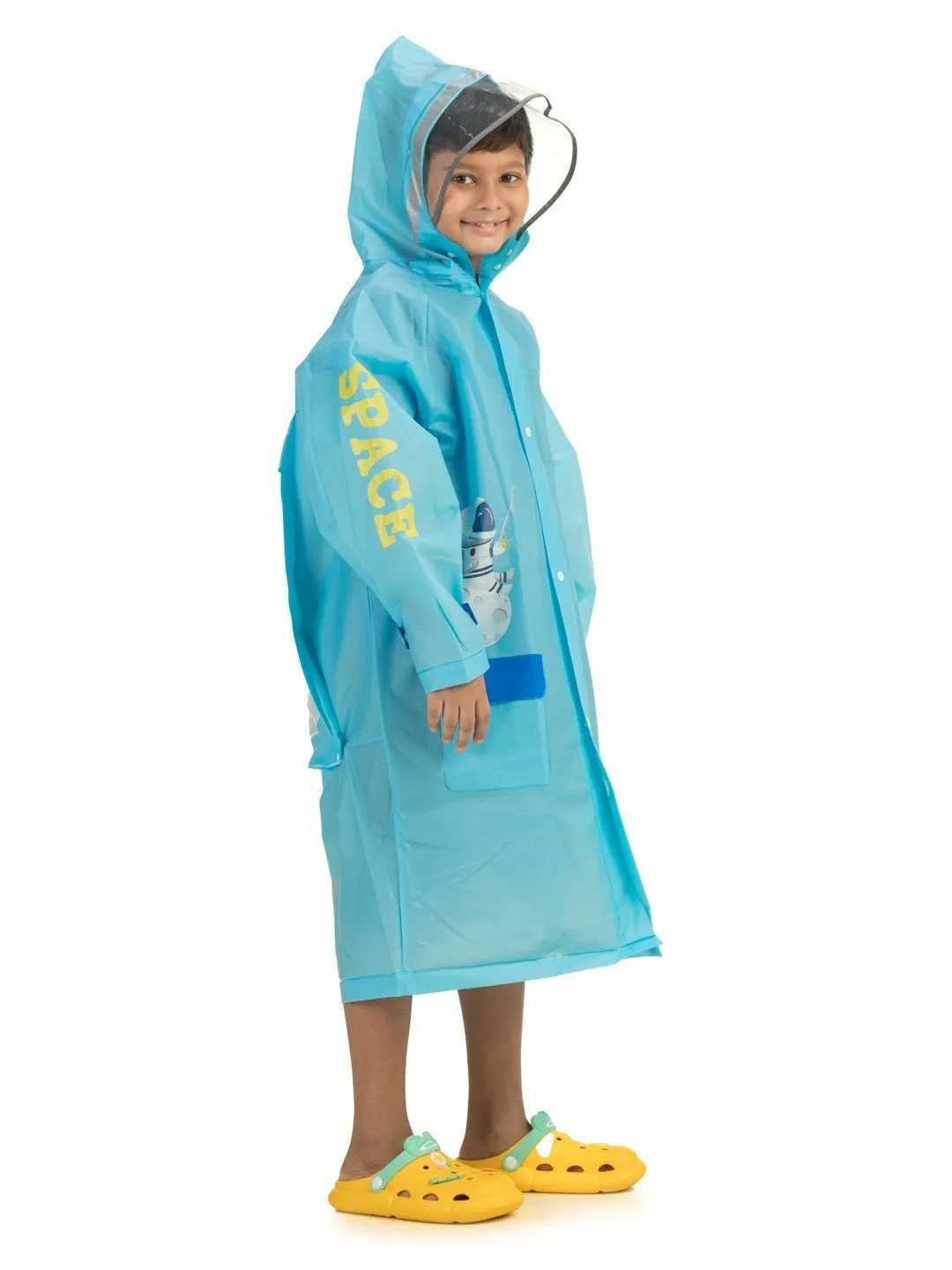 Boys' Blue Space Explorer Raincoat with Astronaut Graphic
