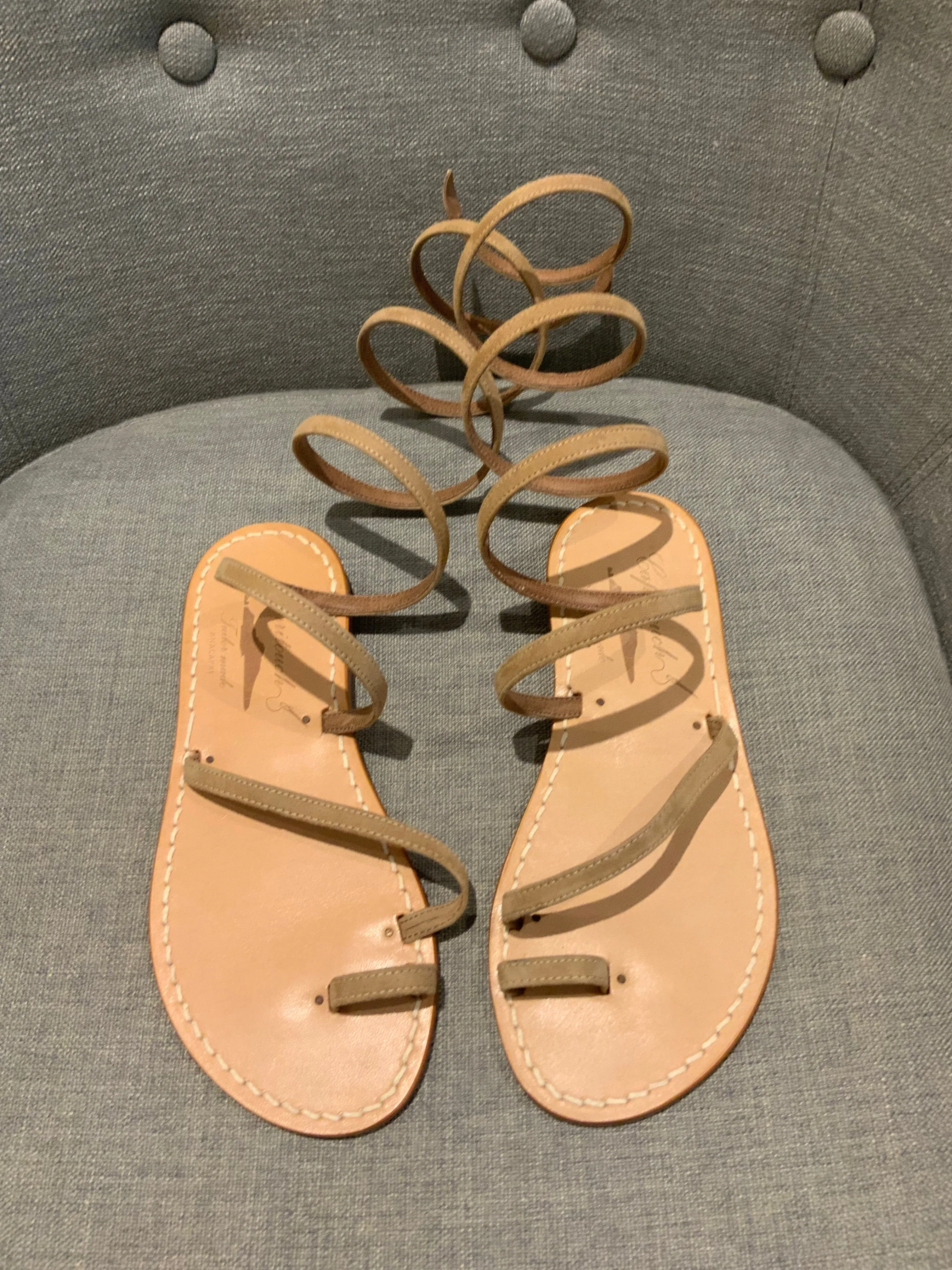 Capritouch AnaCapri Spiral Handmade Leather Gladiator Sandals Flats 35 UK 2 US 5 ladies