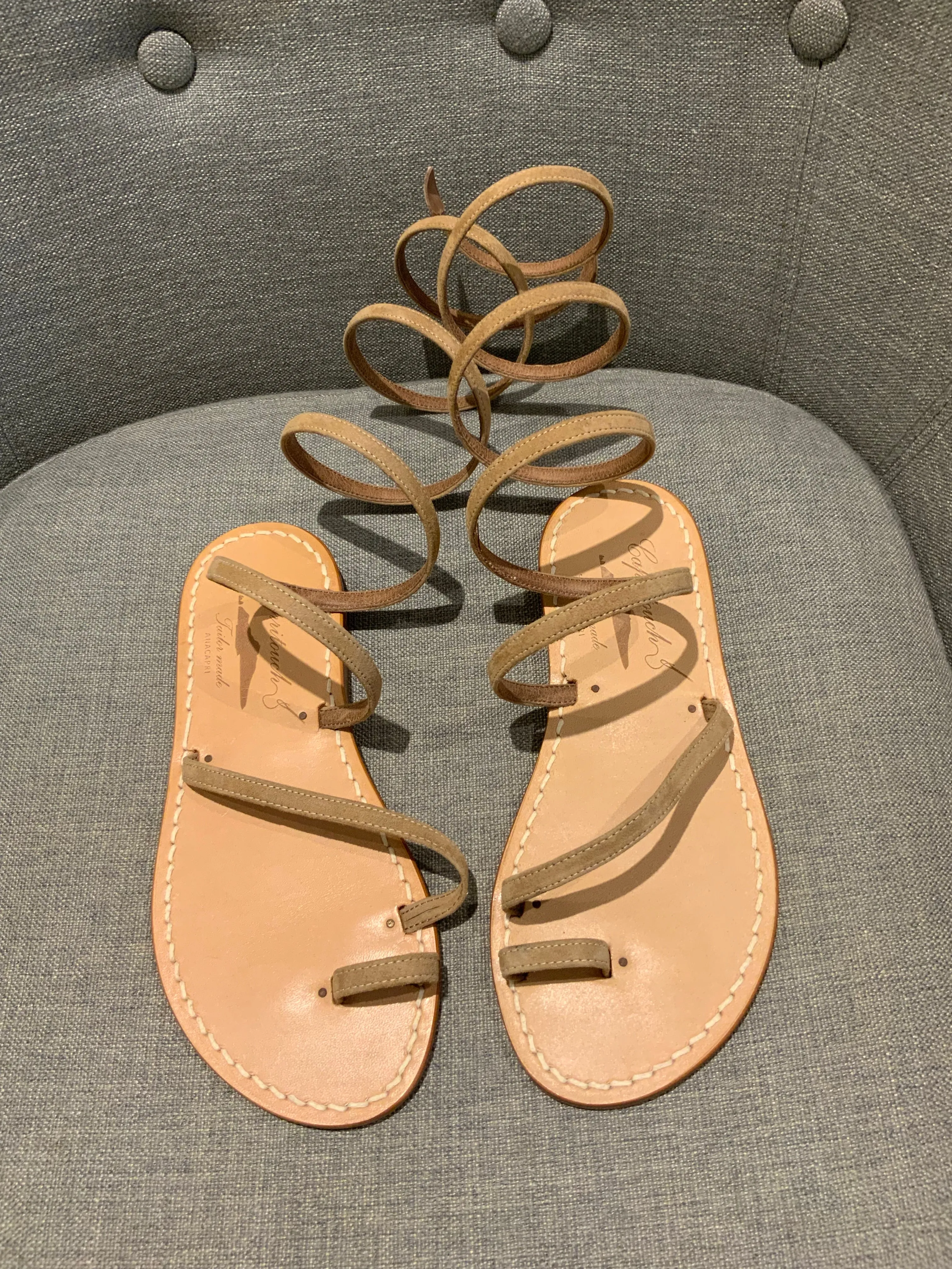Capritouch AnaCapri Spiral Handmade Leather Gladiator Sandals Flats 35 UK 2 US 5 ladies