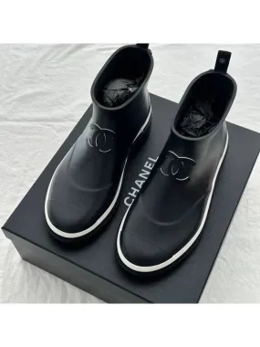 Chanel Ankle Boots Cowchalk Black G45076B