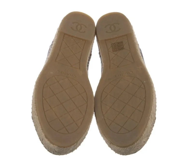 CHANEL CC CAMBON CALFSKIN LEATHER ESPADRILLES
