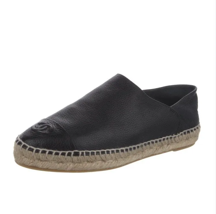 CHANEL CC CAMBON CALFSKIN LEATHER ESPADRILLES