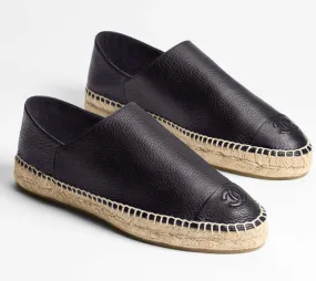 CHANEL CC CAMBON CALFSKIN LEATHER ESPADRILLES