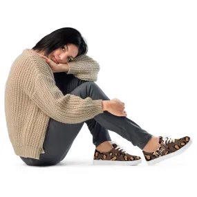 Cheetah Leopard Print Women’s Lace-up Canvas Shoes - Jesus Heart on the Side - Customized Shoes