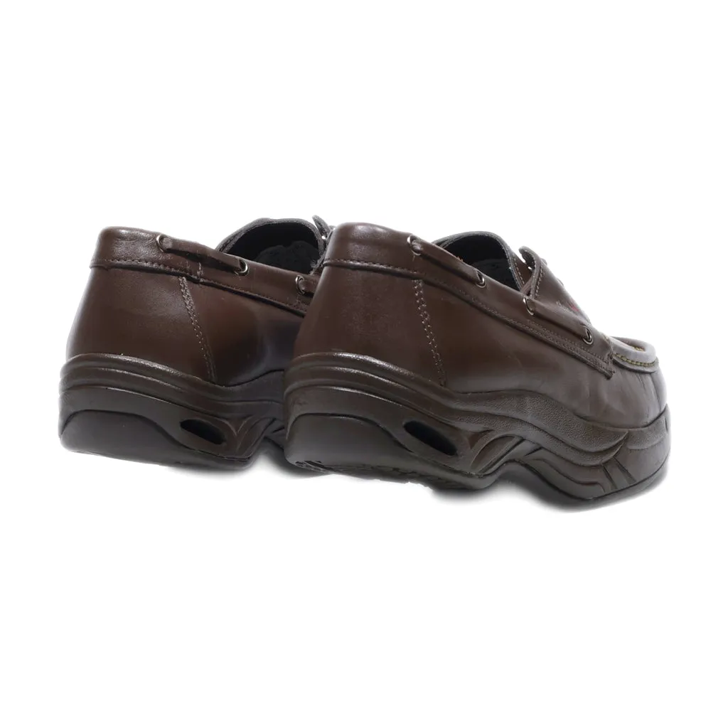 Chung Shi Boat Shoes Leather Brown Colour For Men