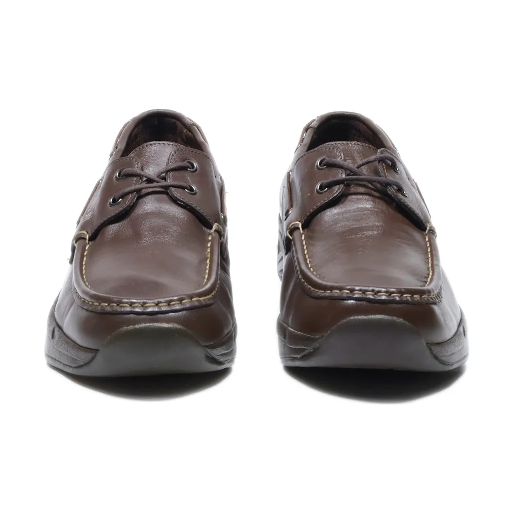Chung Shi Boat Shoes Leather Brown Colour For Men