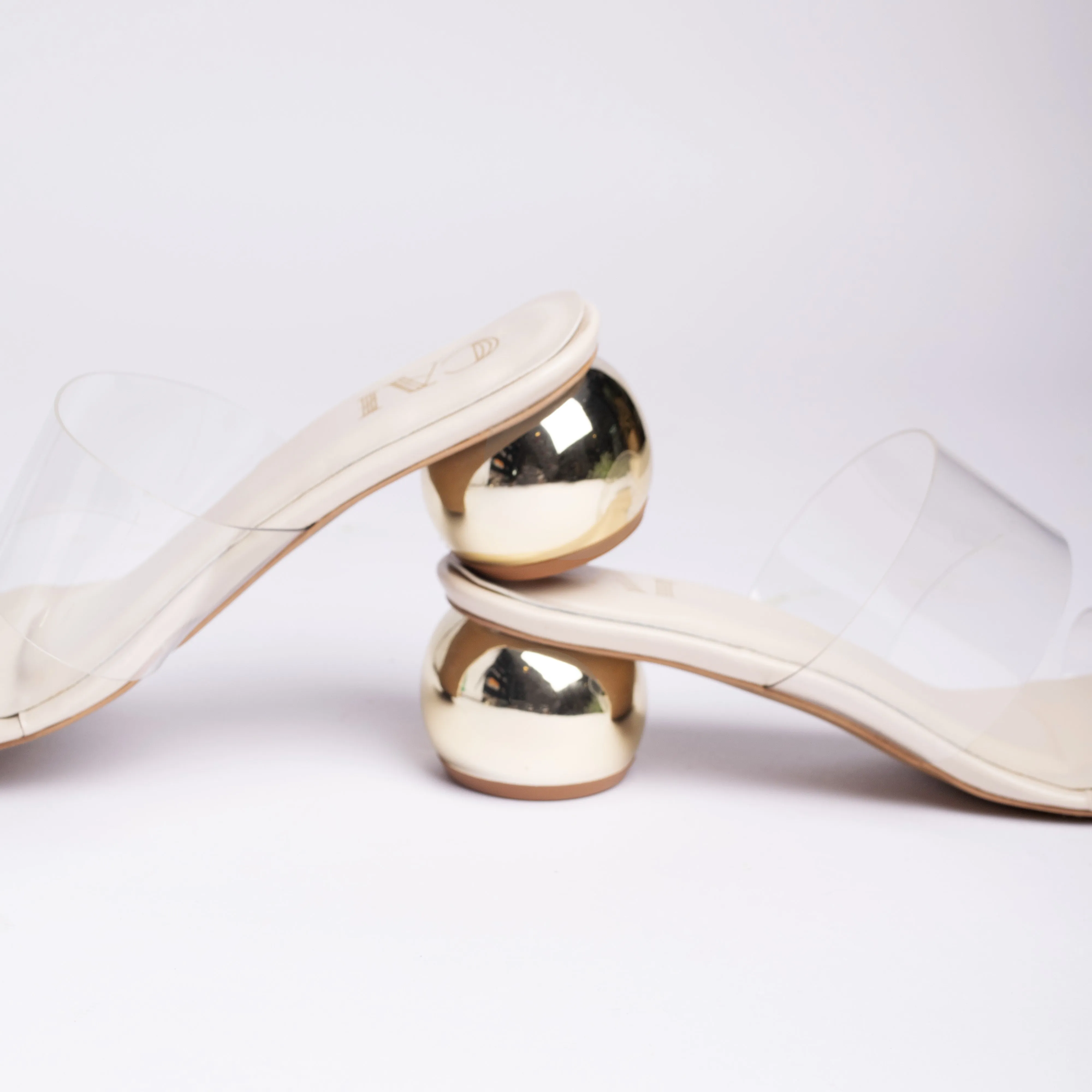 Clear Cream Globe Heels