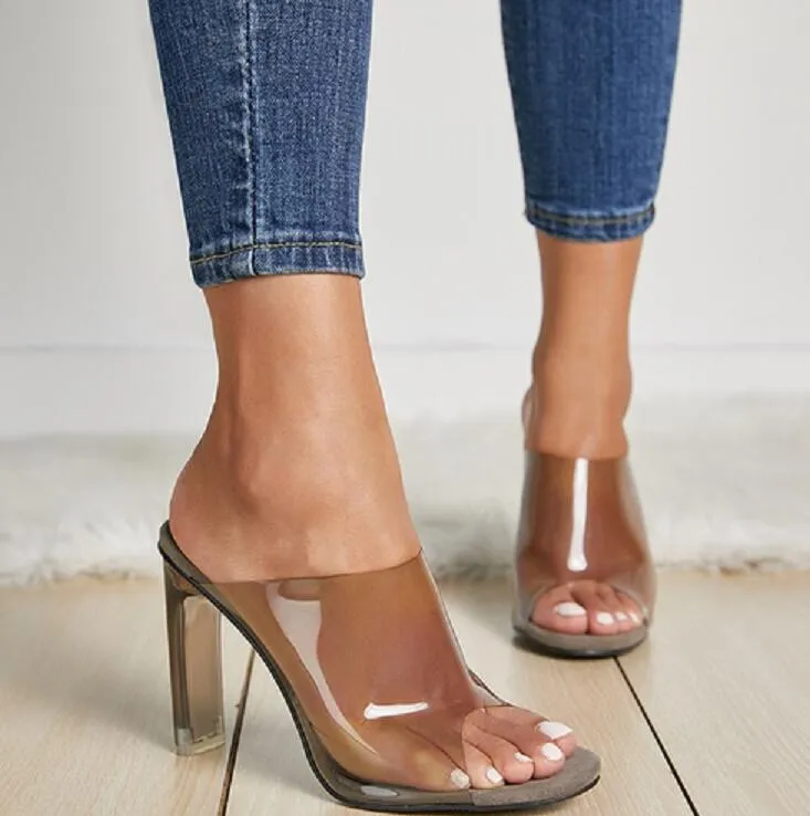 Crystal Square Transparent Clear High Heels