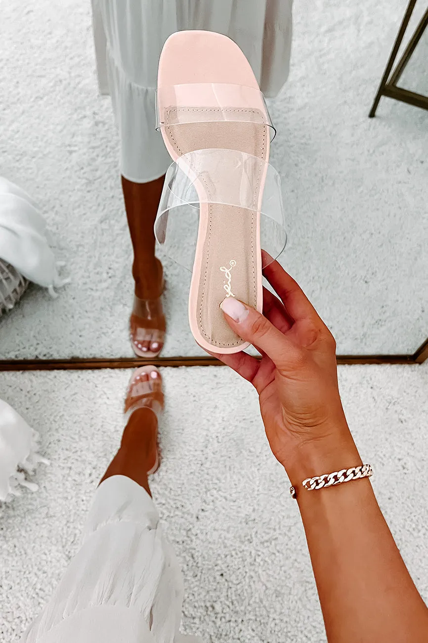 Forever Flirting Clear Strap Chunky Heeled Sandals (Clear/Taupe)