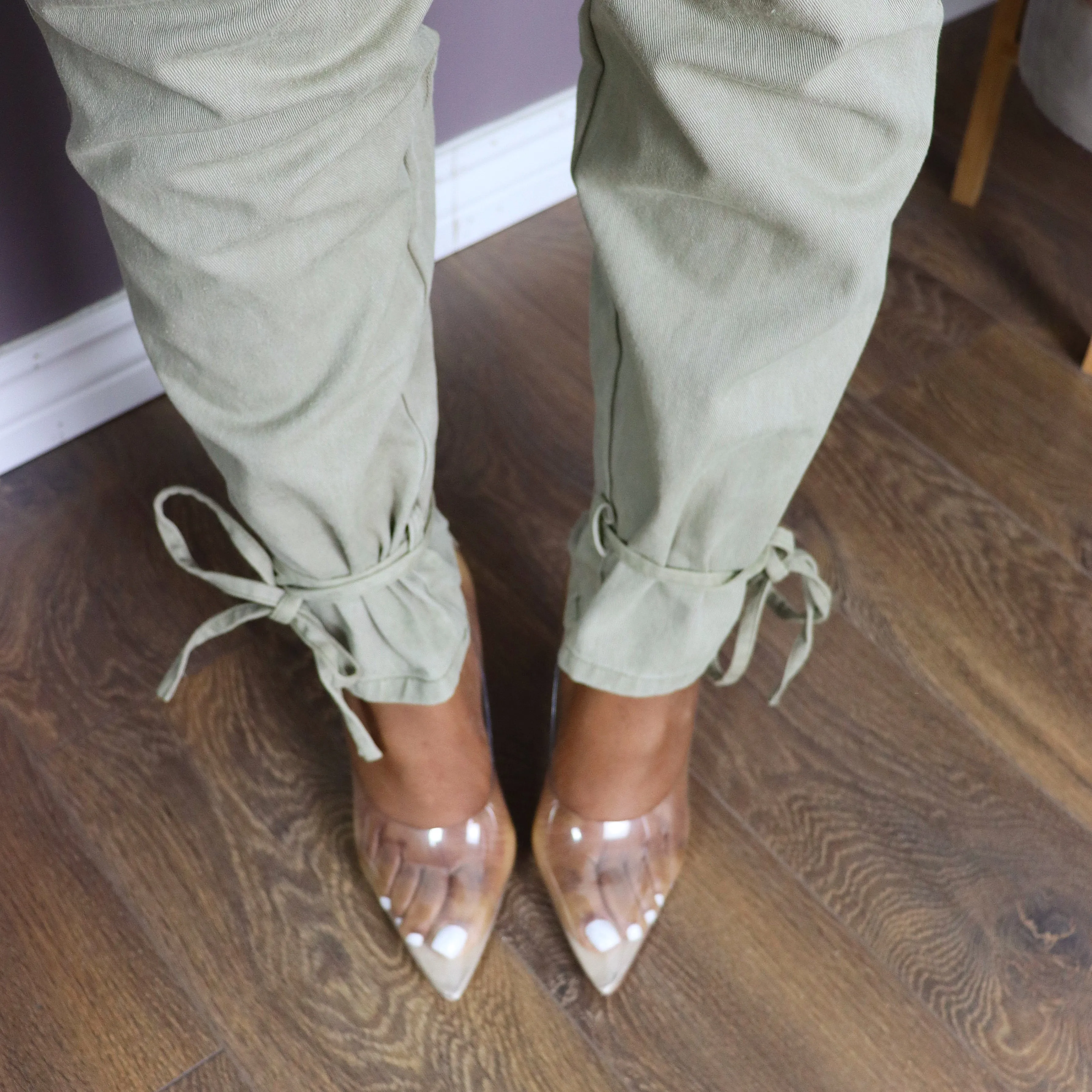 GLASS DOLL Clear Pumps in Nude