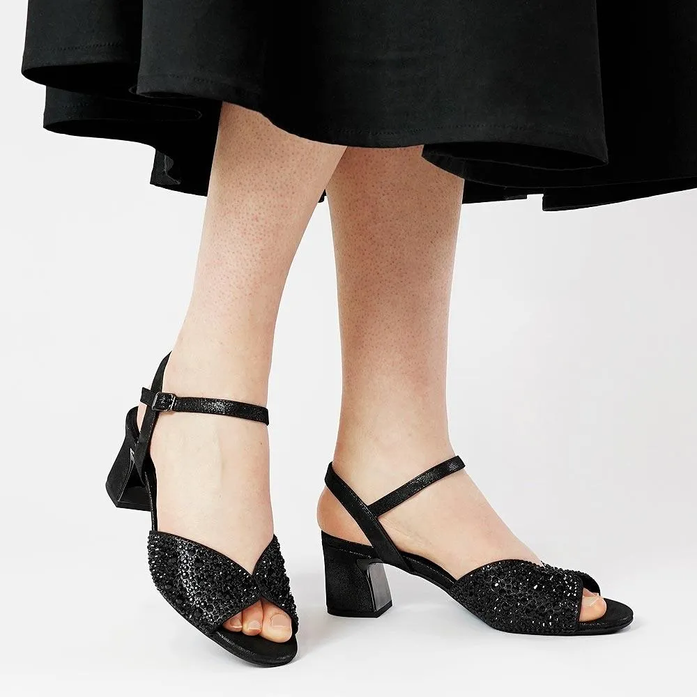 Juba Black Shimmer Leather Heels