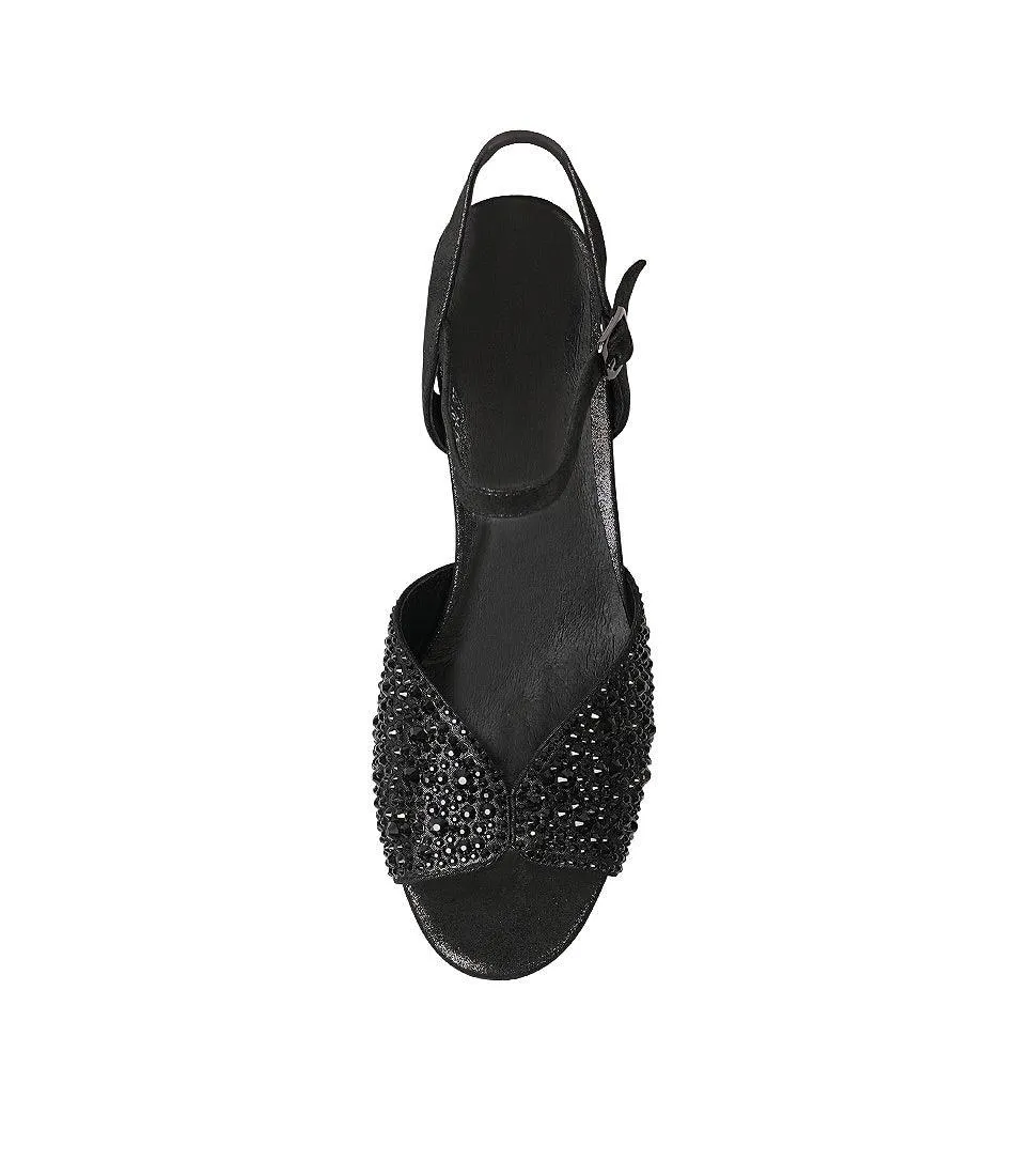 Juba Black Shimmer Leather Heels