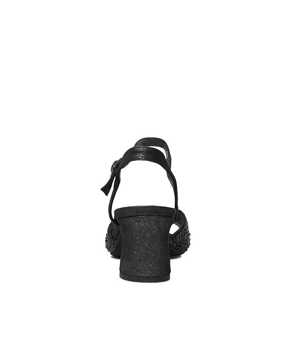 Juba Black Shimmer Leather Heels
