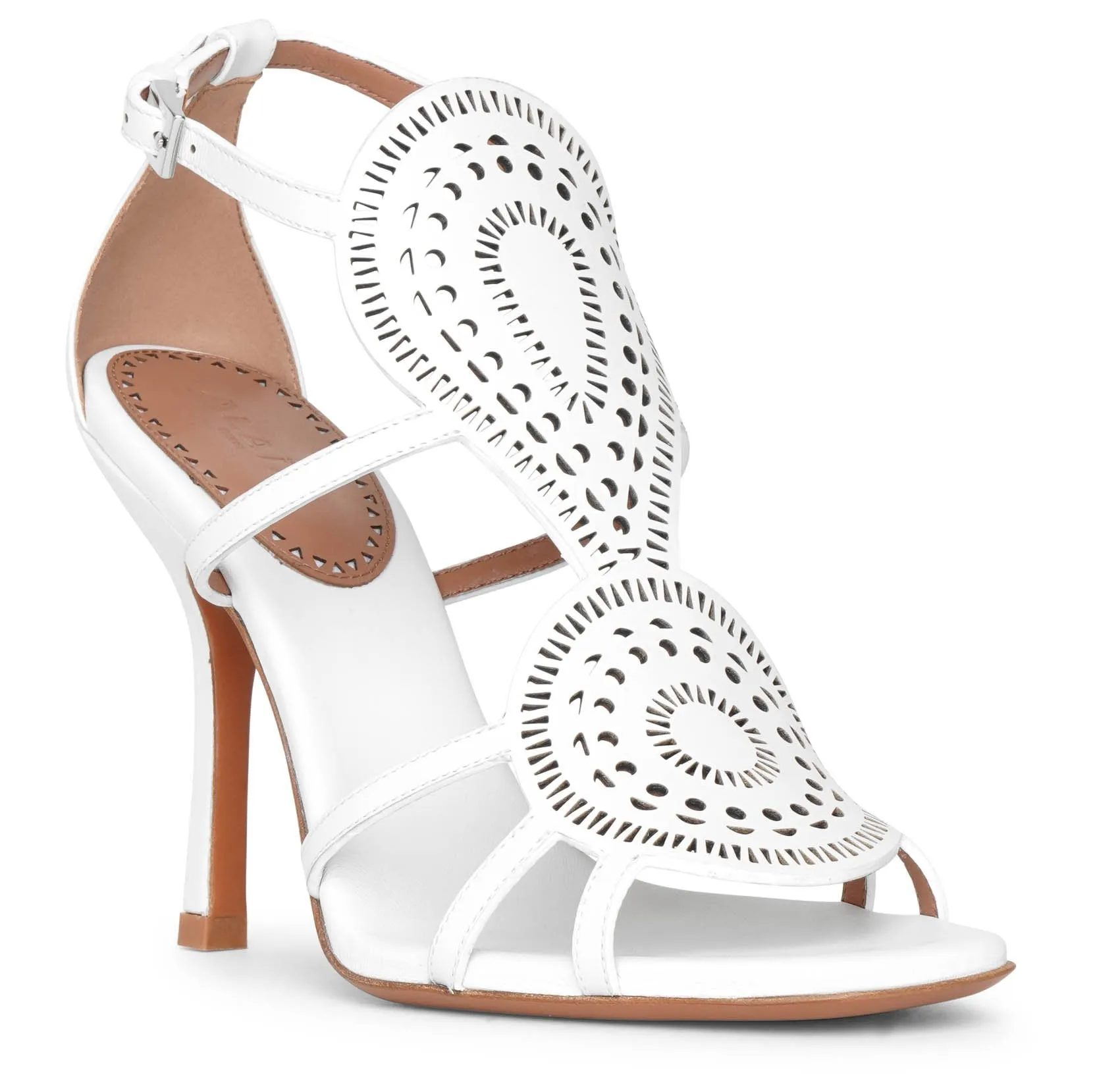 Laser-cut leather sandals