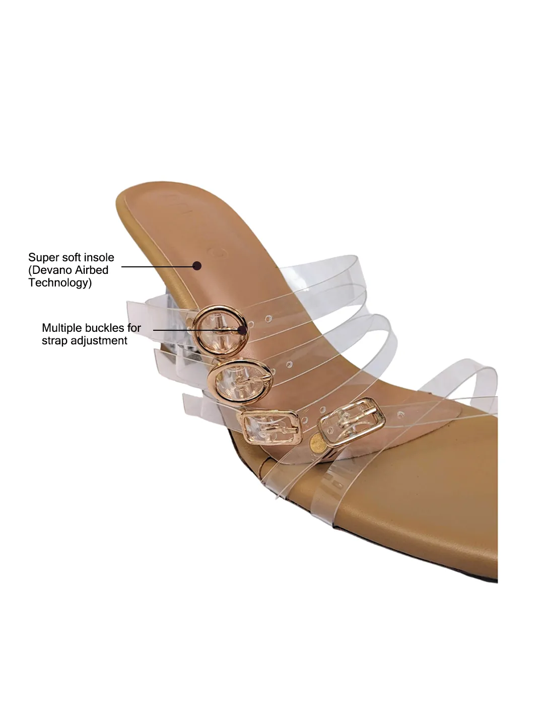 Lola Strappy Mules Clear