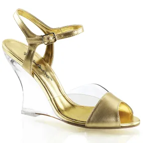 LOVELY-442 Fabulicious 4" Lovely Clear/Gold Sexy Shoes (High Heels)