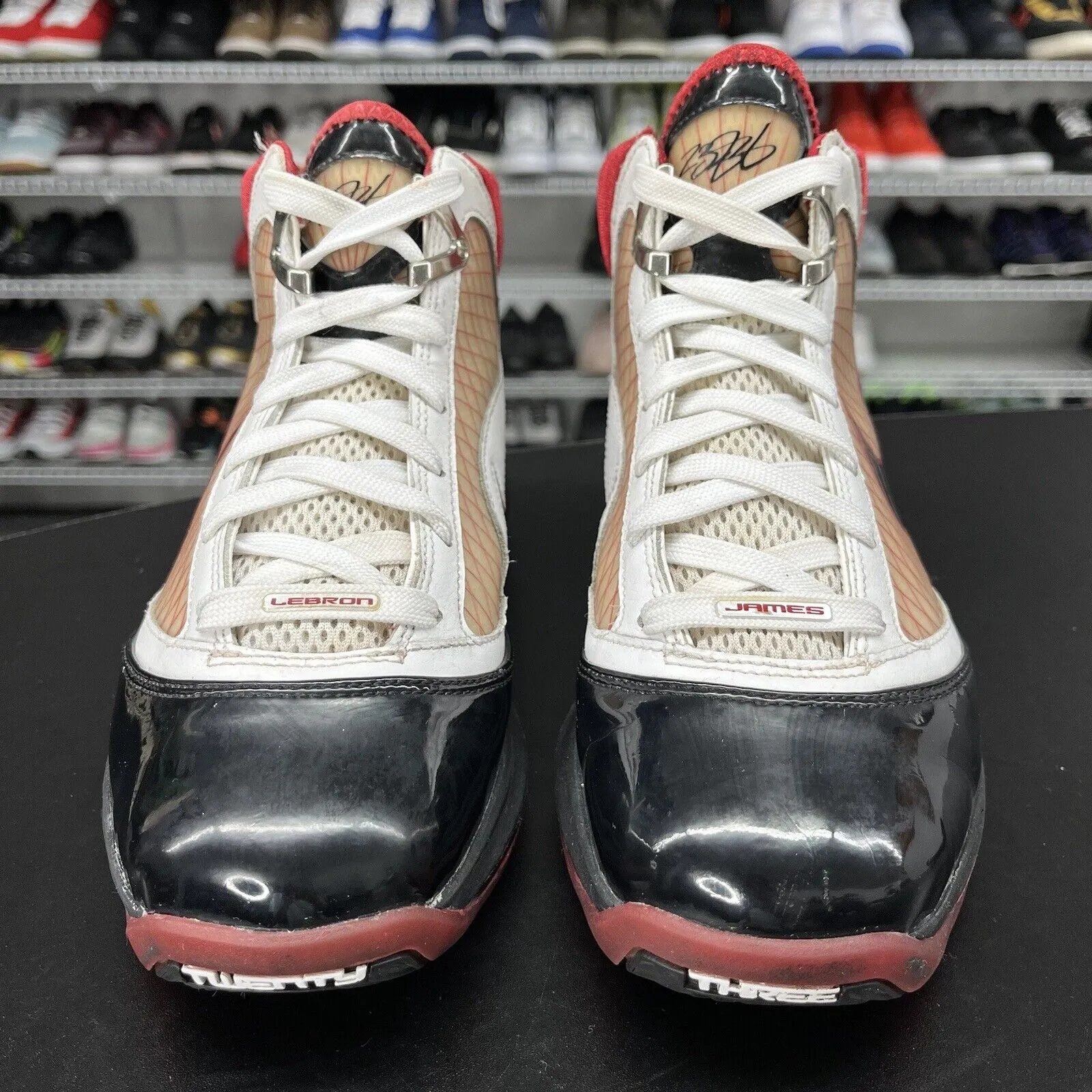 Nike Air Max Lebron VII 7 Red White Black 2009 375793-101 Men's Size 7Y