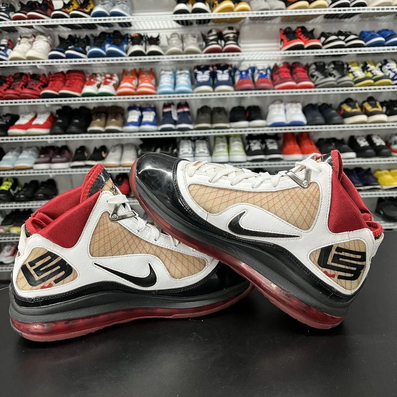Nike Air Max Lebron VII 7 Red White Black 2009 375793-101 Men's Size 7Y