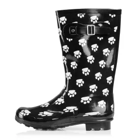 Norty WOMEN HI CALF 11 RAIN BOOT BLACK PAW