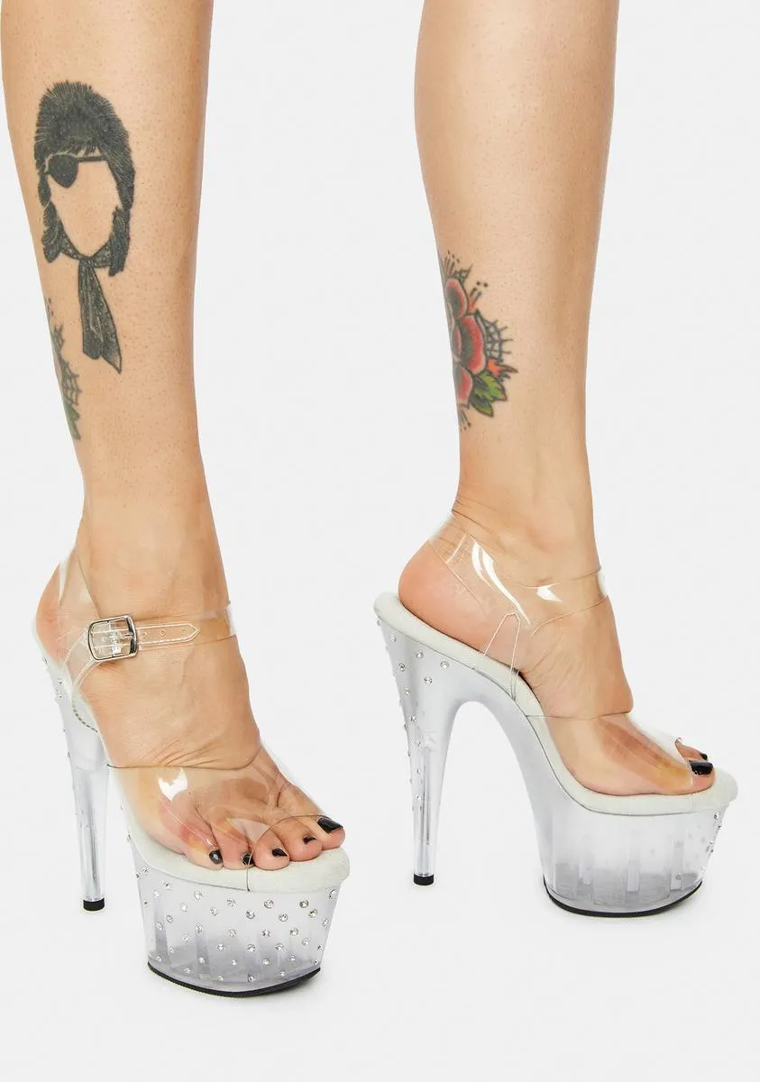 Outshine The Stars Clear Rhinestone Heels