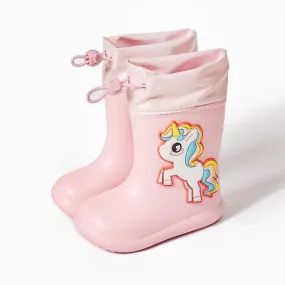 Pink Unicorn 140Cartoon Unicorn Dinosaur Children Rain Boots Lace Up Eva Soft Boys Girls Rain Shoes Light Waterproof Non Slip Kids Rainboots
