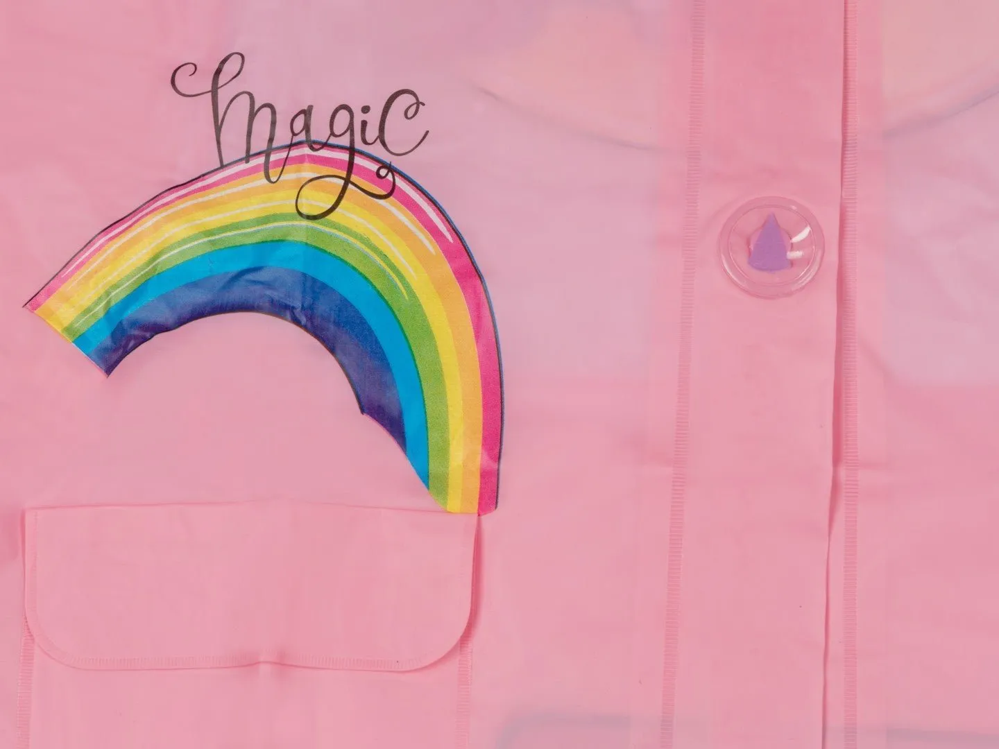 Pink Unicorn Raincoat with Attached School Bag Space for Girls