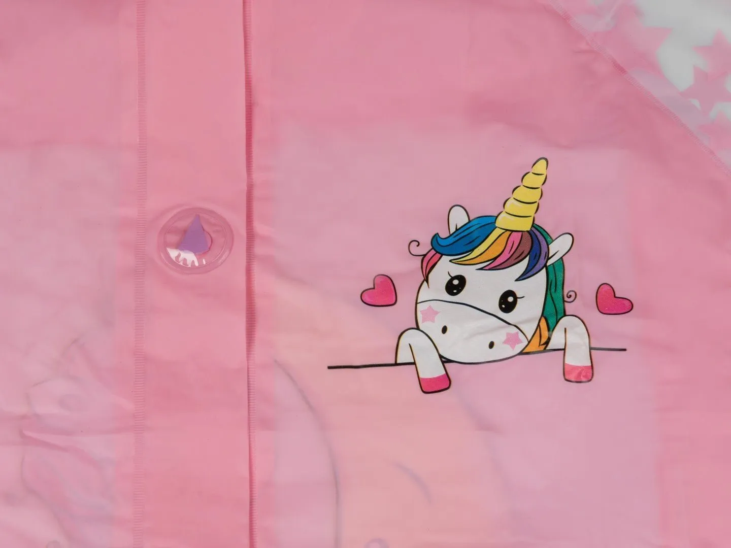 Pink Unicorn Raincoat with Attached School Bag Space for Girls