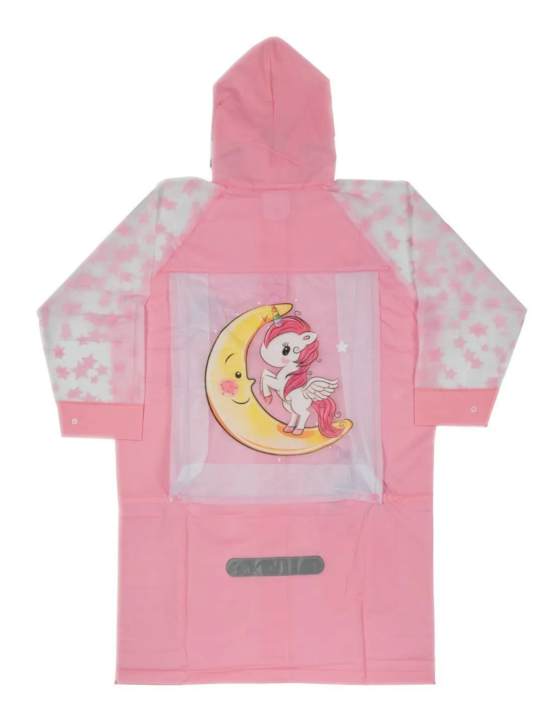 Pink Unicorn Raincoat with Attached School Bag Space for Girls
