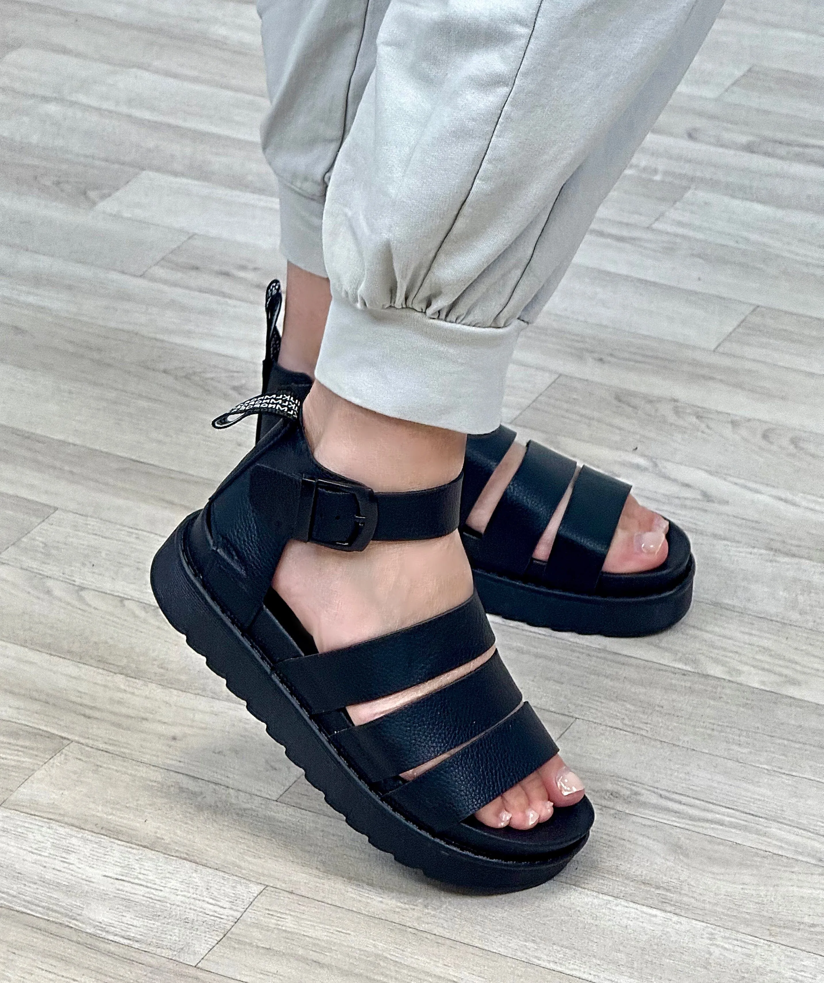 Sara Chunky Gladiator Sandals Black