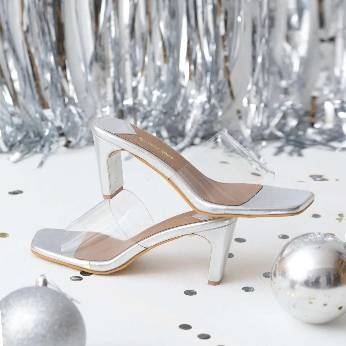 Silver Clear Heels