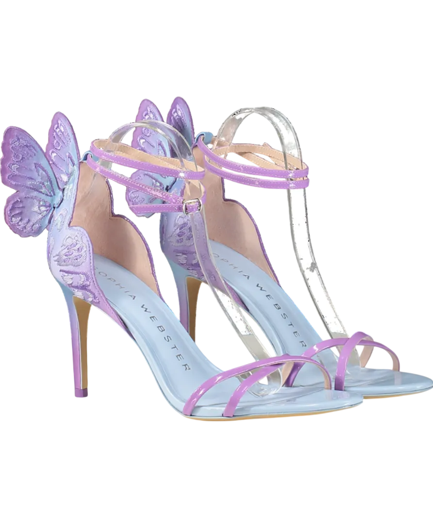 Sophia Webster Blue / Lilac Chiara Embroidered Satin Heeled Sandals UK 8 EU 41 👠
