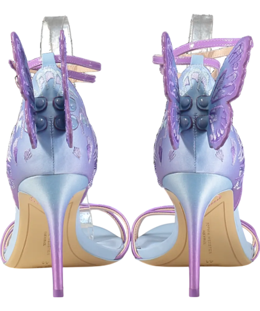 Sophia Webster Blue / Lilac Chiara Embroidered Satin Heeled Sandals UK 8 EU 41 👠