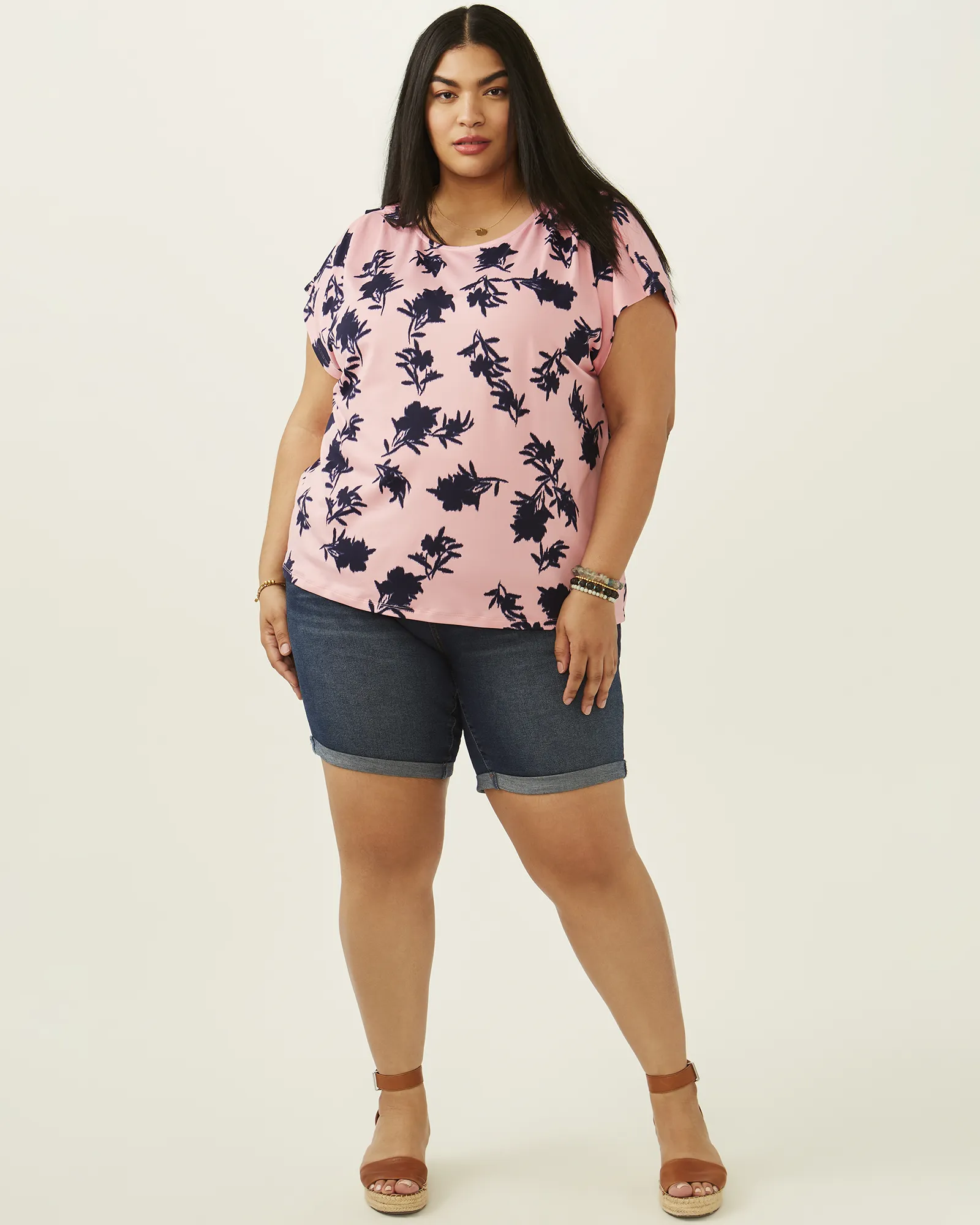 Sylvia Printed Short Sleeve Top | Pink / Black