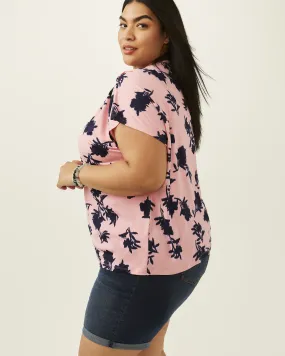 Sylvia Printed Short Sleeve Top | Pink / Black