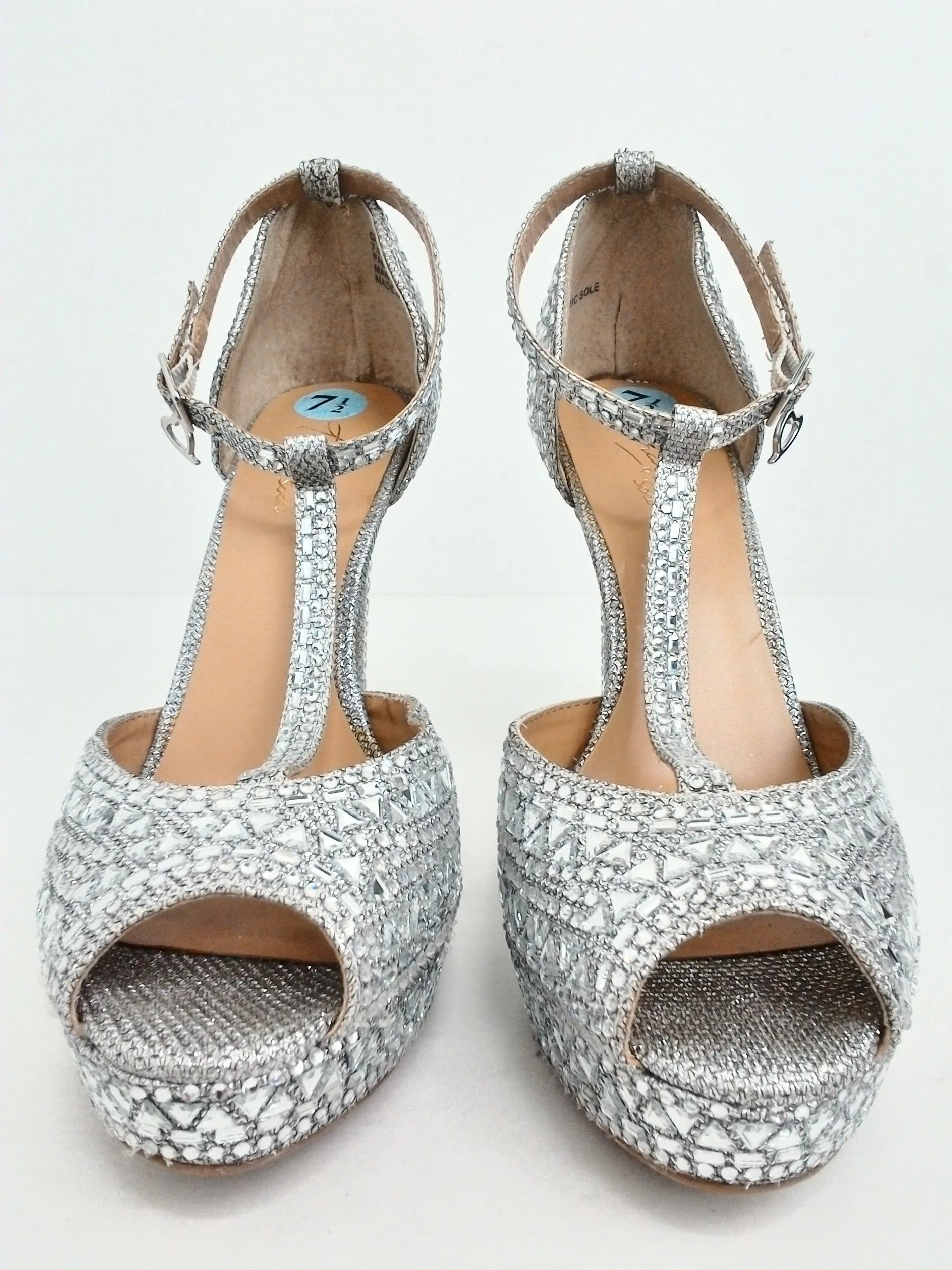 Thalia Sodi Women's Chace Silver Heeled Sandals Size 7.5 M