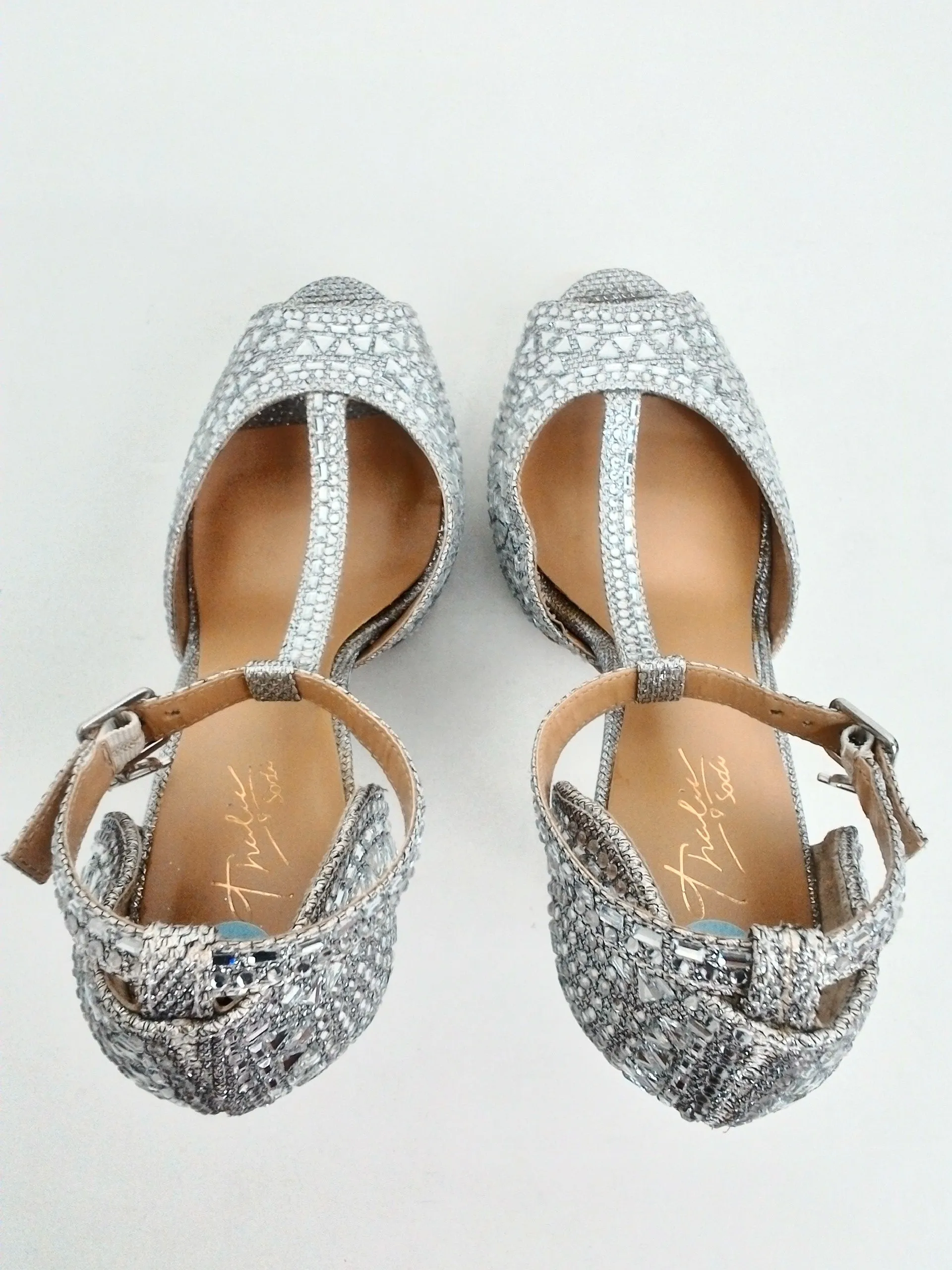 Thalia Sodi Women's Chace Silver Heeled Sandals Size 7.5 M